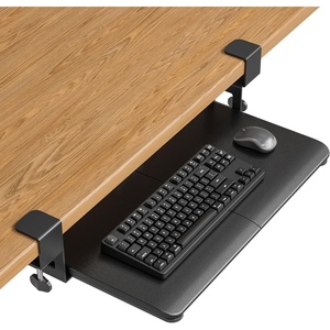 image:imageBONTEC KMT01PJ Under Desk Keyboard Tray PullOut Keyboard amp Mouse Platform with CClamp 20 x 118 in SpaceSaving Ergonomic SlideOut Drawer BlackBlack