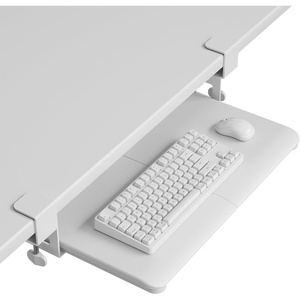 image:imageBONTEC KMT01PJ Under Desk Keyboard Tray PullOut Keyboard amp Mouse Platform with CClamp 20 x 118 in SpaceSaving Ergonomic SlideOut Drawer BlackWhite