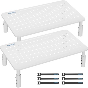 image:imageBONTEC Monitor Stand for Desk 2 Pack 3Level Height Adjustable Metal Monitor Riser 145 x 91 in Ergonomic Computer Stand with Pen Holder amp Cable Management for Printer Laptop Office WorkstationWhite