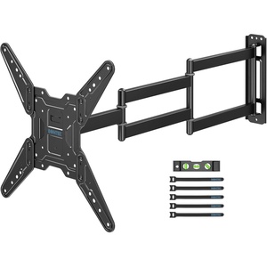 image:imageBONTEC TV Wall Mount for 2665 Inch Flat and Curved Screens with 374 Inch Long Extension Full Motion Swivel Design Heavy Duty Bracket for Corner or Monitor Setup Max VESA 400x400 Holds 77 lbsfor 2665 Inch