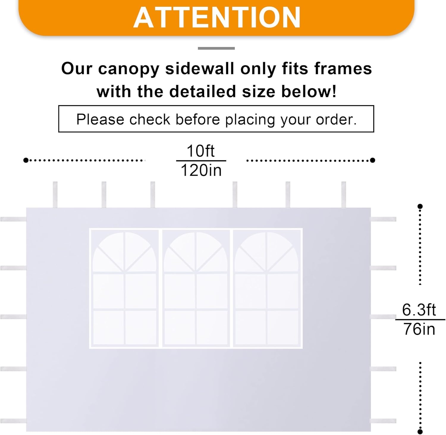 image:imageBONTEC Instant Canopy Sidewall for 10x10 Pop Up Canopy Tent Waterproof UV Protection 1PC Canopy Sunwall 1PC Sidewall Only Canopy Tent NOT Included Church Window