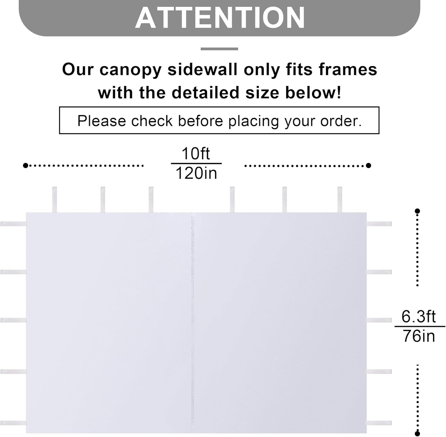 image:imageBONTEC Instant Canopy Sidewall for 10x10 Pop Up Canopy Tent Waterproof UV Protection 1PC Canopy Sunwall 1PC Sidewall Only Canopy Tent NOT Included Genreal