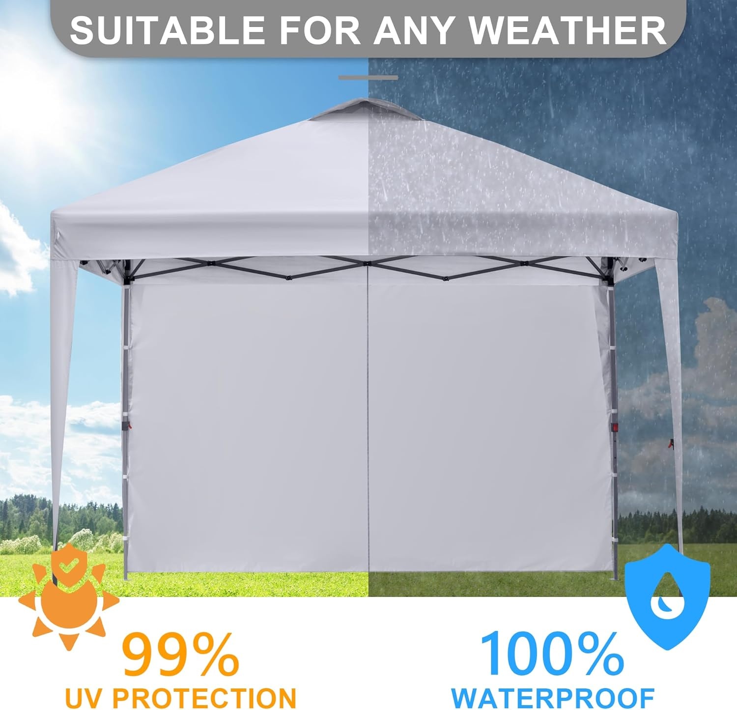 image:imageBONTEC Instant Canopy Sidewall for 10x10 Pop Up Canopy Tent Waterproof UV Protection 1PC Canopy Sunwall 1PC Sidewall Only Canopy Tent NOT Included Genreal