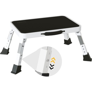 image:imageBONTEC Folding Step Stool 3Level Adjustable Metal Step Stool with AntiSlip Pedal and Locking Legs 330lbs Heavy Duty Folding Foot Stool Portable Stepping Stool for Kids Kitchen Home OfficeWhite